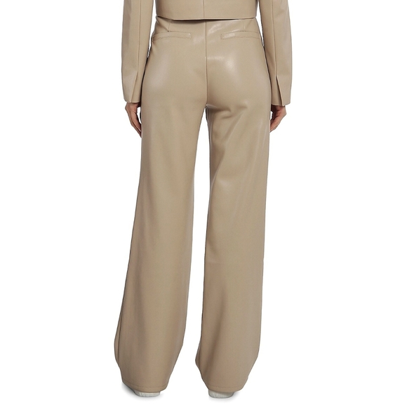Avec Les Filles High Rise Pleated Wide Leg Vegan Leather Pants - Picture 9 of 9